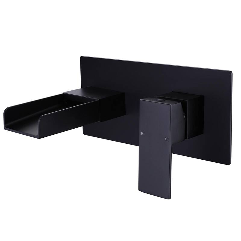 WIZ Waterfall Single-Handle Wall Mount Bathroom Faucet - Matte Black