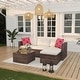 preview thumbnail 9 of 12, 5-Piece Patio Furniture Set, Weather Patio Set - PE Wicker