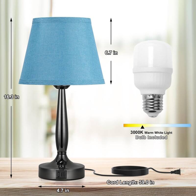 Touch Table Lamp for Bedroom, Small Bedside Lamp