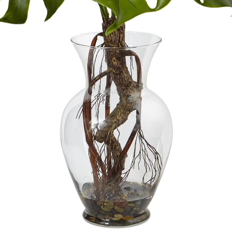Faux Monstera Plant with Vase 26" Tropical Greenery Decor Indoor Home Office Living Room Accent - 2.17ft.