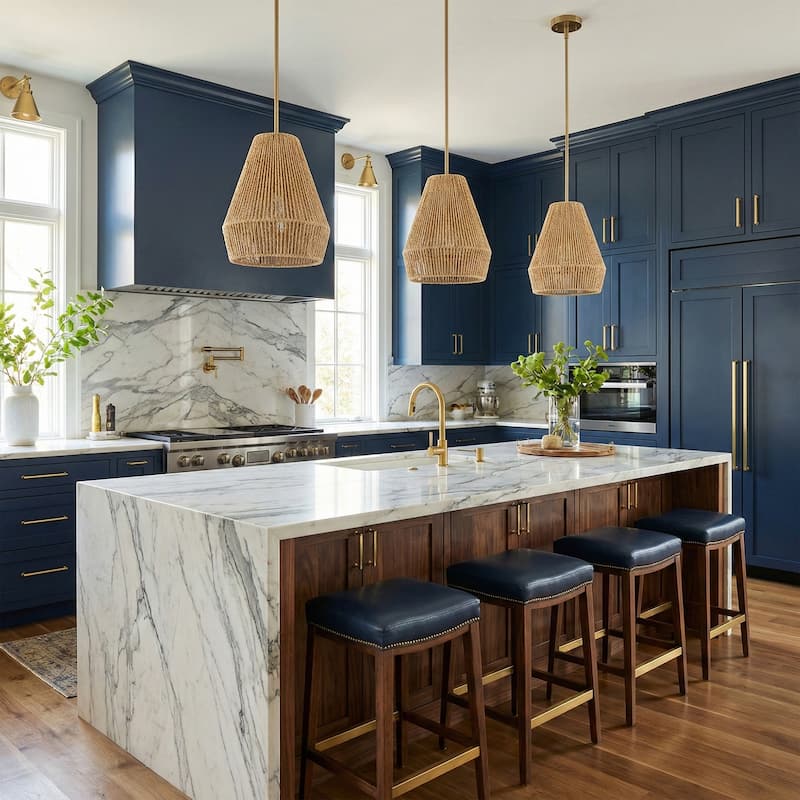 Acroma 1-light Farmhouse Coastal Boho Rattan Kitchen Island Pendant - 10'' D * 62'' H