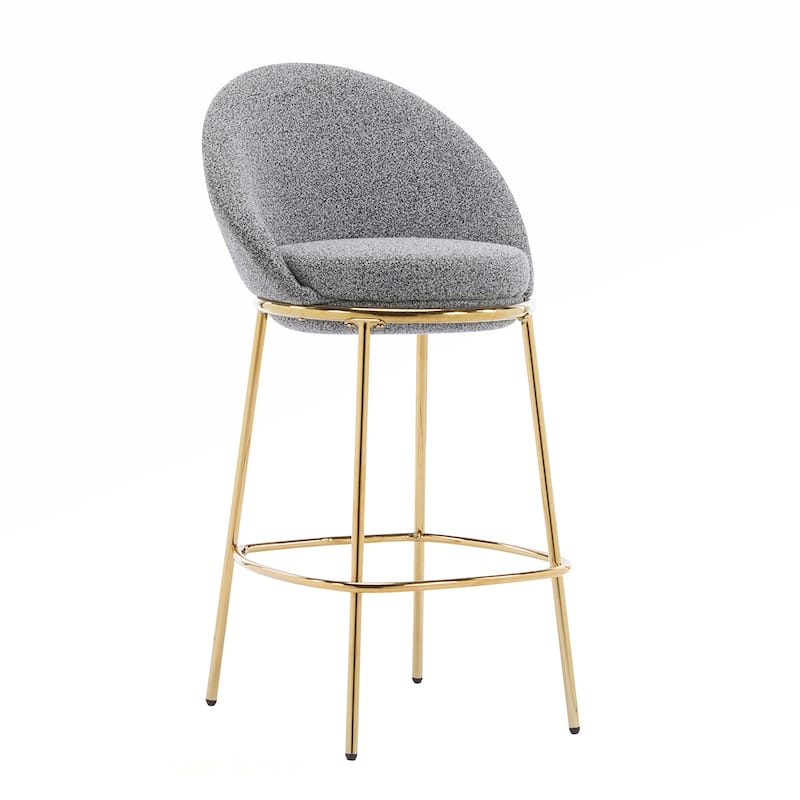 2PCS Fabric Round Metal Bar Stools