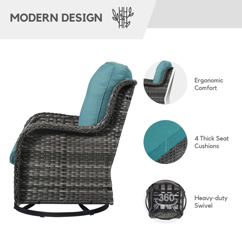 Gymojoy Patio Swivel Rocking Chair Coffee Table Set