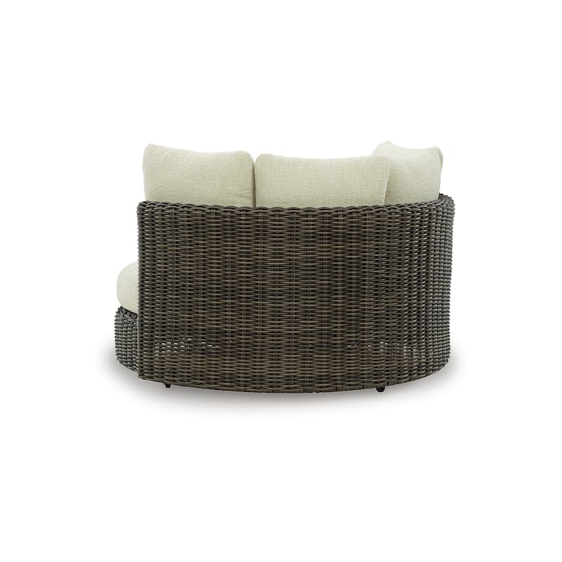 Signature Design by Ashley Kimora Brown/Beige Outdoor Swivel Lounge Chair with Cushion - 60" W x 57.75" D x 38.75" H