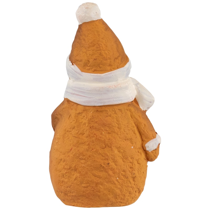 Frosted Gingerbread Snowman with Candy Cane Christmas Figurine - 4"