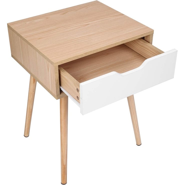 Wooden 1-Drawer Nightstand Nature