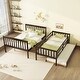preview thumbnail 4 of 10, Detachable Rubber Wood Twin Over Full Bunk Bed with Trundle,Convertible Ladder and Guardrail Espresso