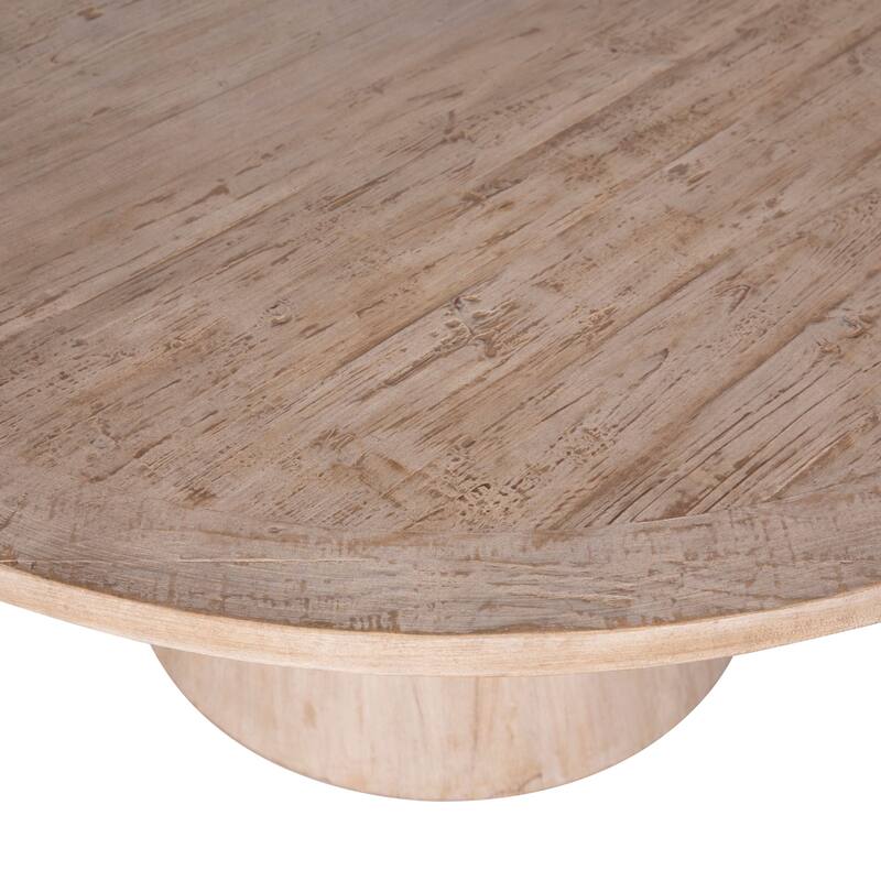 Antonio 65" Round Reclaimed Pine Cone Shaped Pedestal Base Dining Table