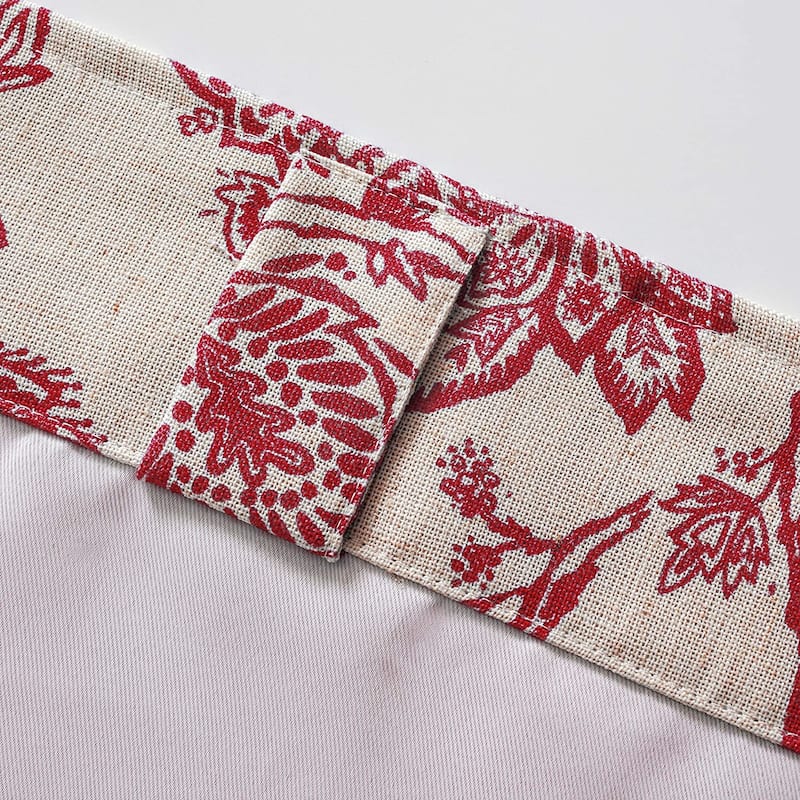 DriftAway Freda Jacobean Floral Linen Blend Lined Blackout Back Tabs Window Curtains