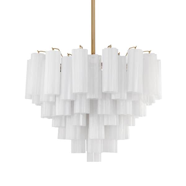 slide 2 of 11, Crystorama Lighting Group ADD-312-WH Addis 12 Light 27" Wide Waterfall Aged Brass