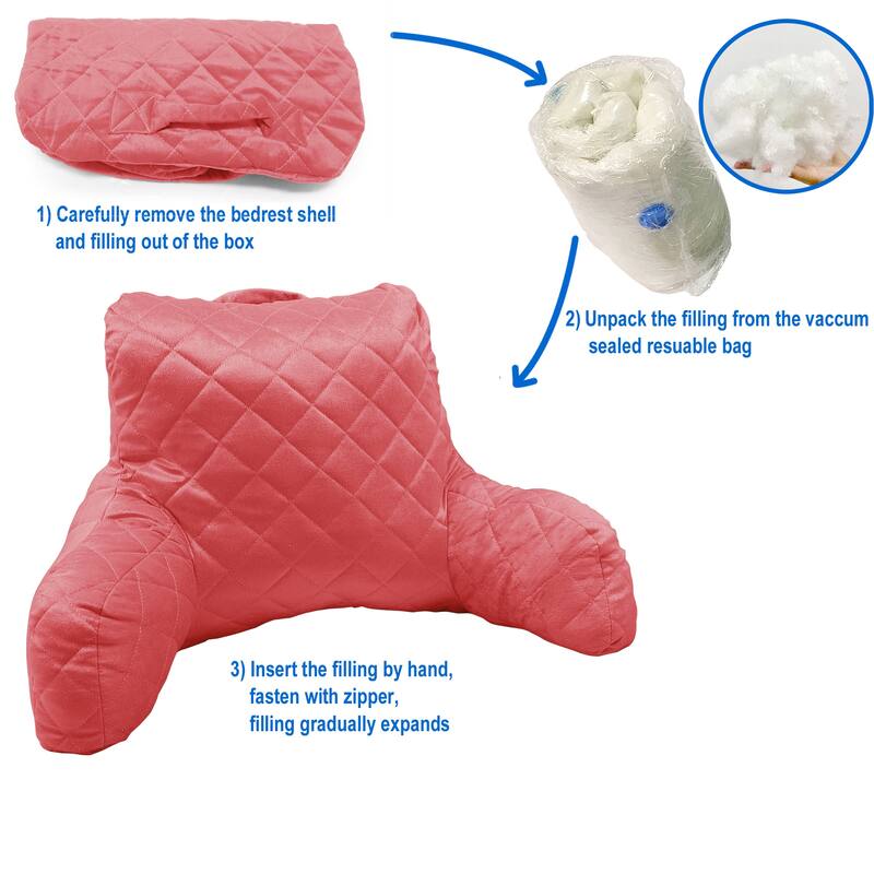Velvet Do-It-Yourself Bedrest Reading Pillow Cover and Filling