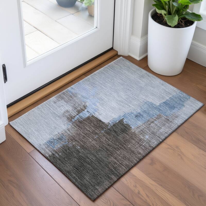 Premium Washable Super Soft Abstract Chic Mayfield Rug - Sky - 1'8" x 2'6"