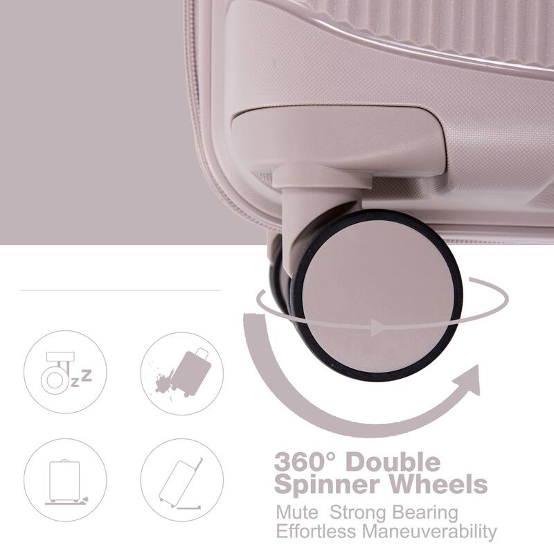 Hardshell Suitcase Double Spinner Wheels PP Luggage Sets Lightweight Durable Suitcase with TSA Lock,3-Piece Set (20/24/28)