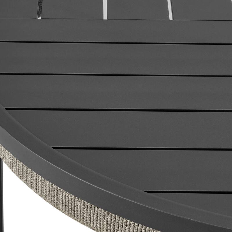 Zella 42" Aluminum and Gray Rope Outdoor Patio Round Coffee Table