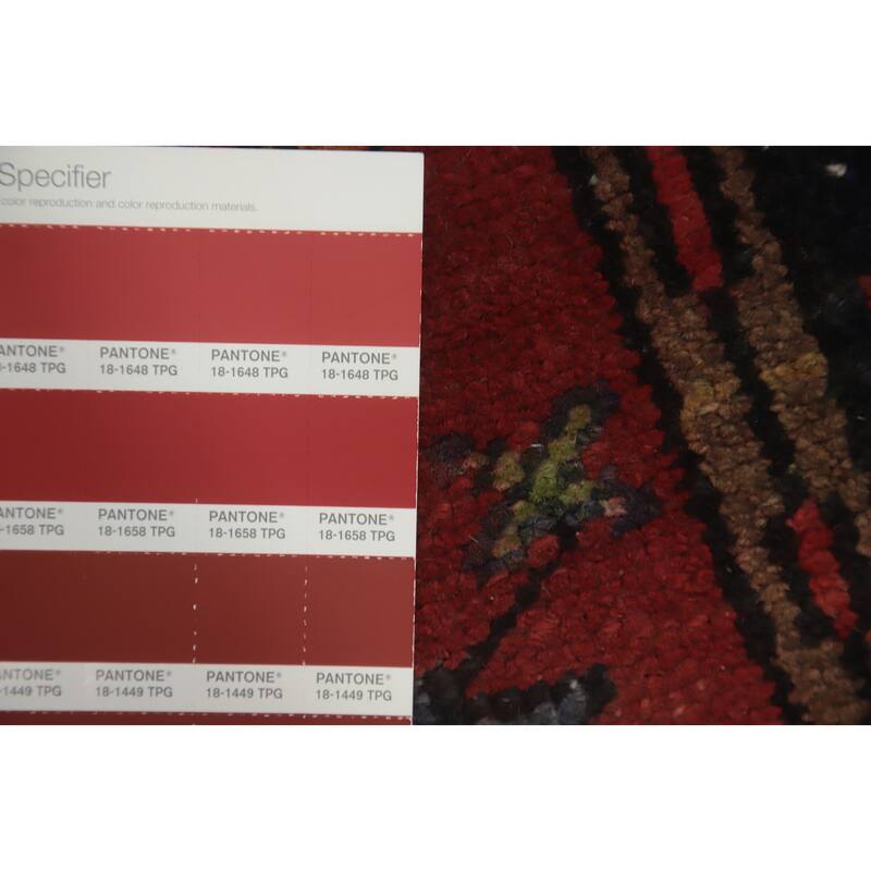 Hand Knotted Oriental 100% Wool Carpet Traditional Geometric Red Ardebil Runner Rug - 9' 7'' X 3' 0''
