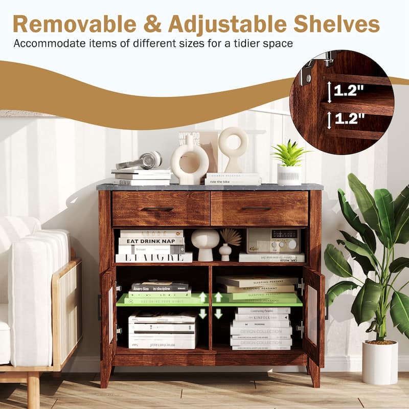 Gymax Buffet Sideboard w/ 2 Drawers 1 Open Compartment 2 Doors 2