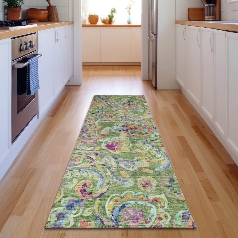 Premium Washable Super Soft Paisley Mayfield Rug - Fern - 2' 3" x 7' 6" - Runner