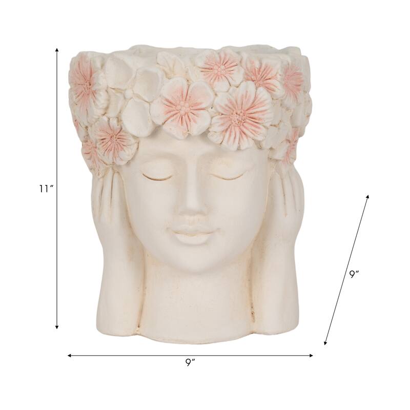 Unique Bust Style Resin Planter or Flower Pot with Crown Detail