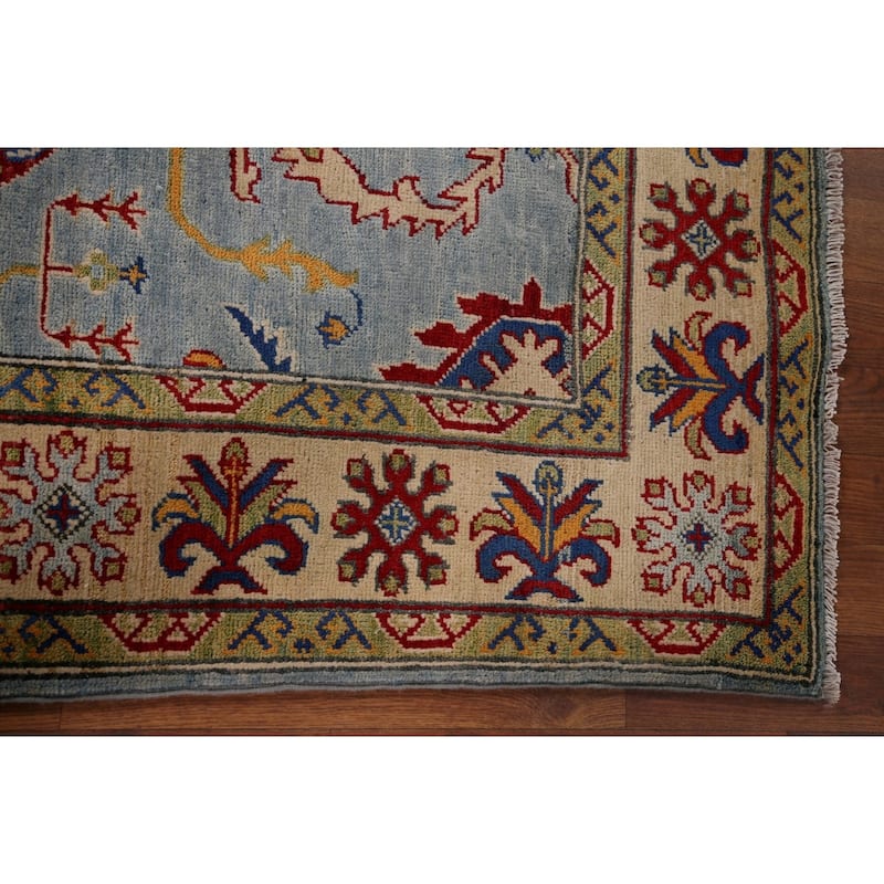 Light Blue Kazak Oriental Accent Rug Hand-Knotted Wool Carpet - 3'6" x 5'4"