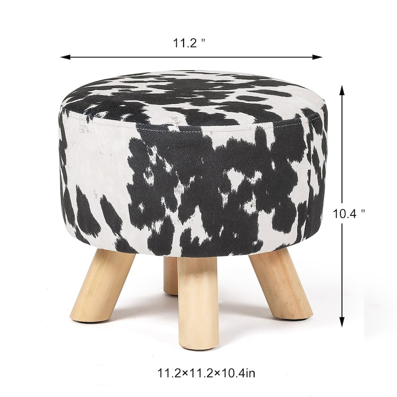 Adeco Cow Fabric Ottoman Bench Stool