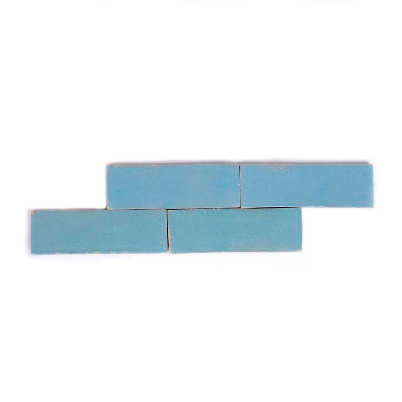 Handmade Moroccan Zellige tile 2x6inch Bejmat in Pewter Blue