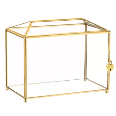 Glass Wedding Card Box with Lock, Clear Card Box for Reception