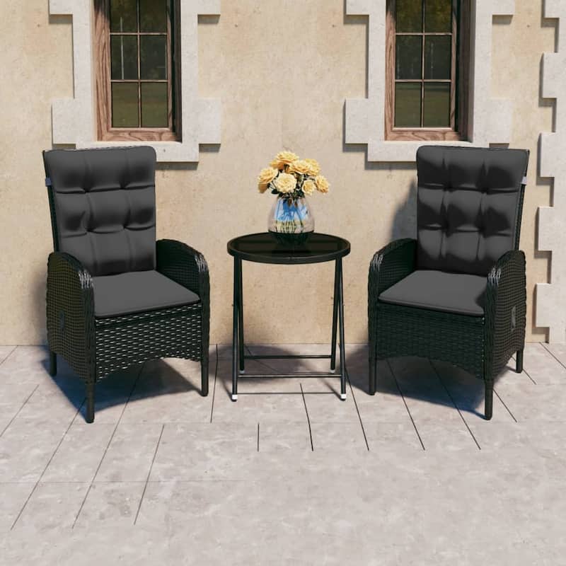 vidaXL Solid Acacia Wood Patio Bistro Set 3 Piece Seat Gray/Gray and Brown - Black 1