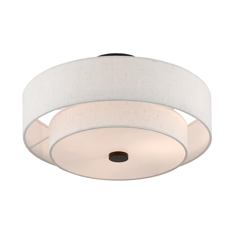 Livex Lighting Claremont 3 Light 15" Wide Semi-Flush Drum Ceiling