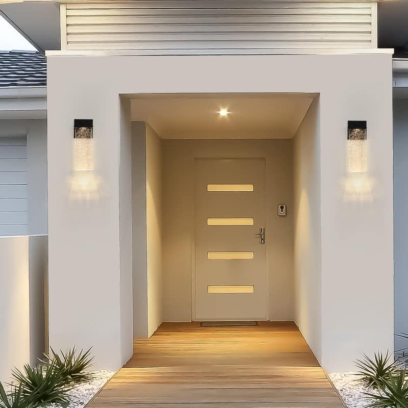 Outdoor LED Crystal Wall Sconce Waterproof Transparent Light (Set of 2)