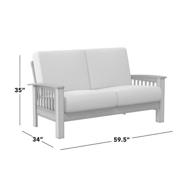 The Gray Barn Mercy Blue Plaid Missionstyle Loveseat with Exposed Wood