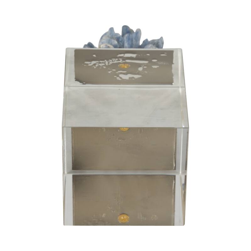 Sagebrook Home Julia Blue Stone Crystal Block, Perfect for Decor