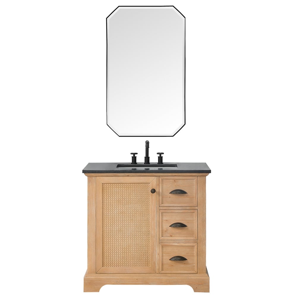 Hervas Bath Vanity with Natural Marble Top and Mirror
