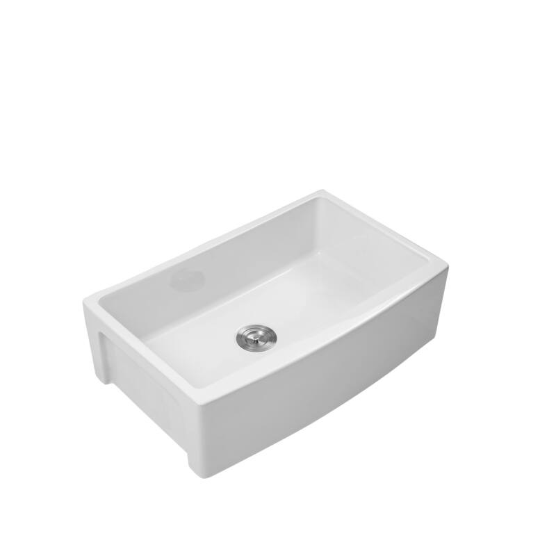 30'' Farmhouse Single Bowl Ceramic Kitchen Sink in White - 30'' x 21'' x 10''