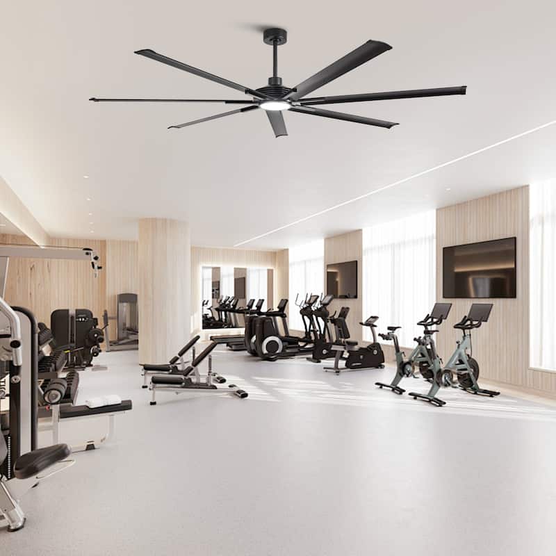 84"/ 100" Black Industrial Extra Large Commercial Ceiling Fan with Light