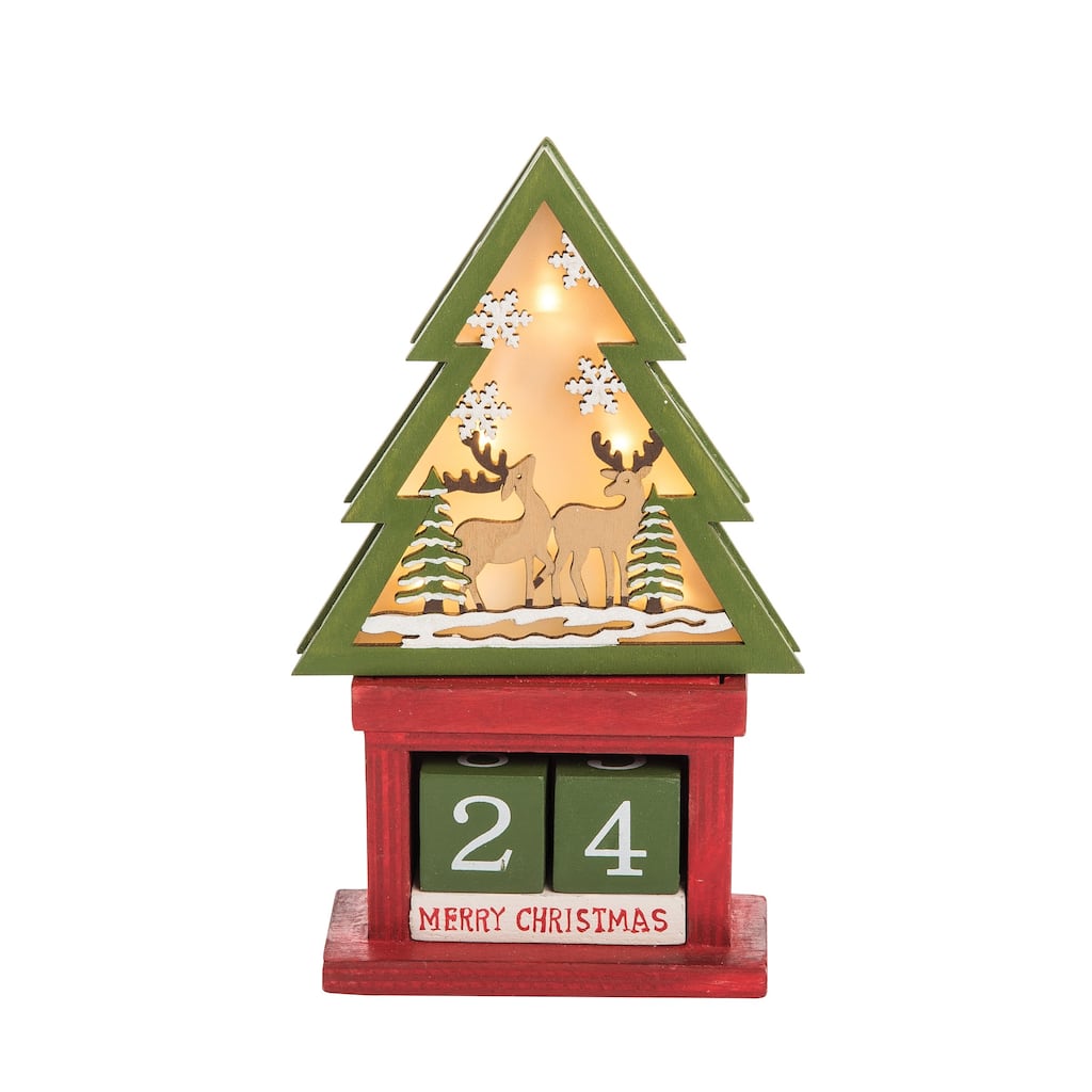 8.3" x 4.7" Light-Up LED Tree Calendar Blocks - Green