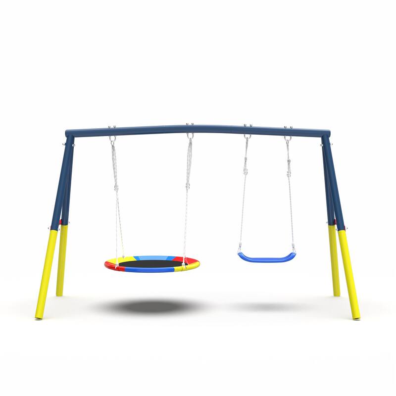 330lbs Swing Set with Heavy-Duty A-Frame Metal Outdoor Swing Stand