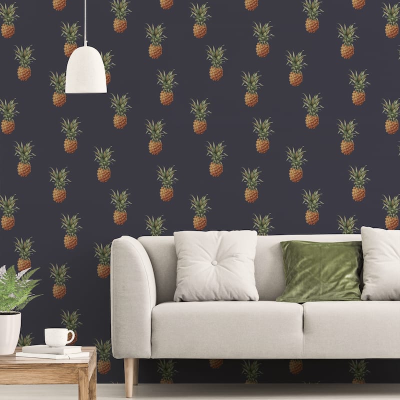 Galerie Wallcoverings Just Kitchens Pineapple Motif Vinyl on Non-woven Matte Wallpaper Roll