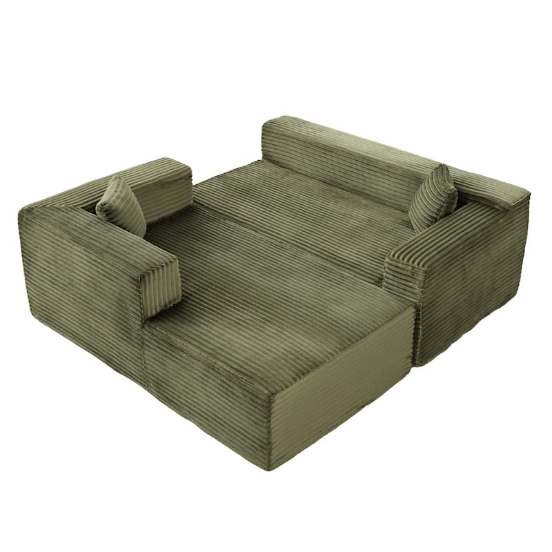 Modular L Shaped Sectional Sofa with Chaise Lounge, Corduroy Upholstered Boneless Sleeper Sofa, Compression Sofa with Deep Seat
