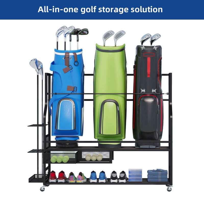 Moasis Portable Sports Rack Garage Organizer Sports Golf Storage Rack with Wheels