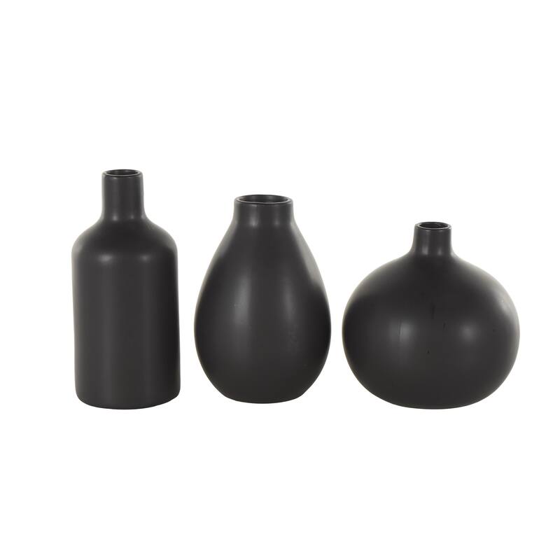White or Black Ceramic Minimalistic Decorative Vase with Varying Shapes (Set of 3)