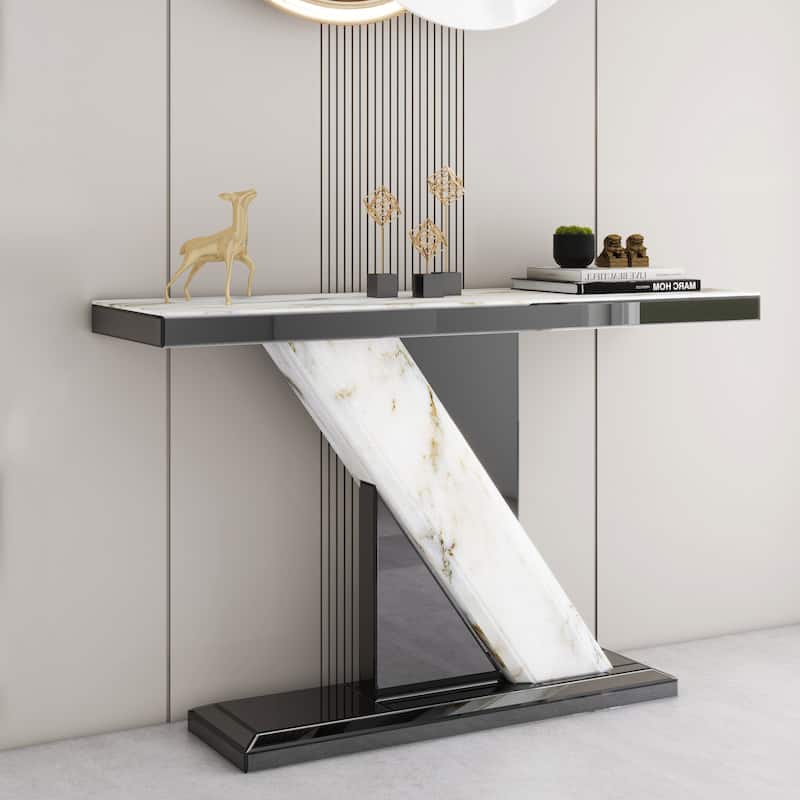 Rectangle Console Table with Marble Finish