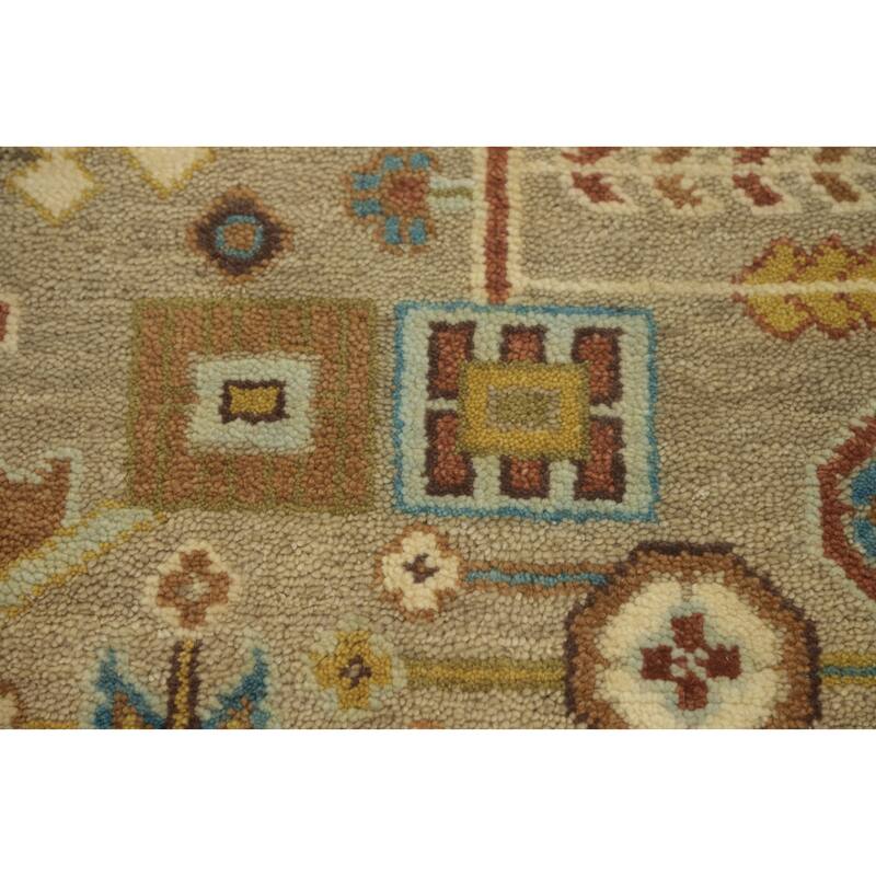 Hand-knotted Traditional Wool Brown Geometric Oriental Area Rug - 9' 11'' X 7' 10''