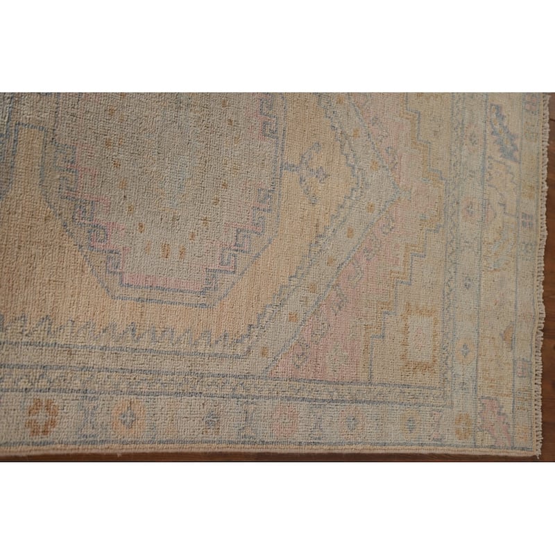 Vegetable Dye Oushak Oriental Runner Rug Handmade Wool Carpet - 3'0"x 9'7"