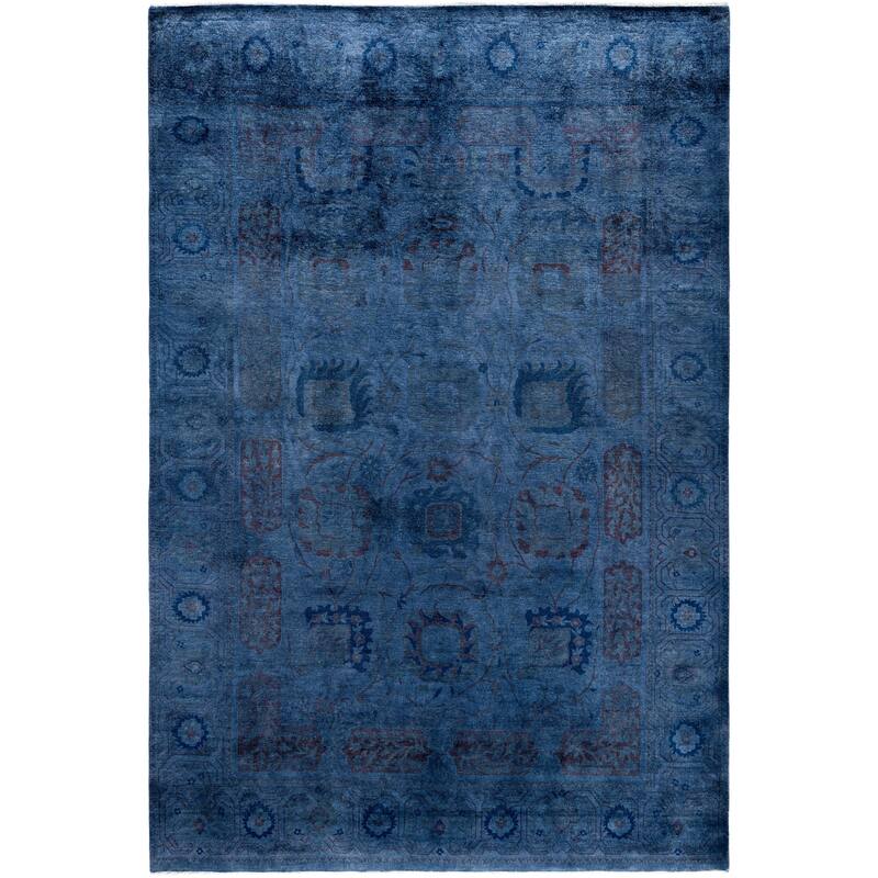 Overdyed One-of-a-Kind Hand-Knotted Area Rug - Blue - 6' 1" x 9' 4"