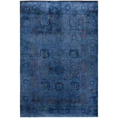 Overdyed One-of-a-Kind Hand-Knotted Area Rug - Blue - 6' 1" x 9' 4"