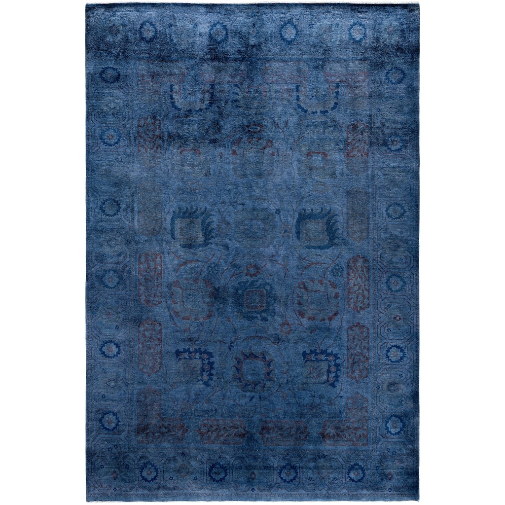 Overdyed One-of-a-Kind Hand-Knotted Area Rug - Blue - 6' 1" x 9' 4"