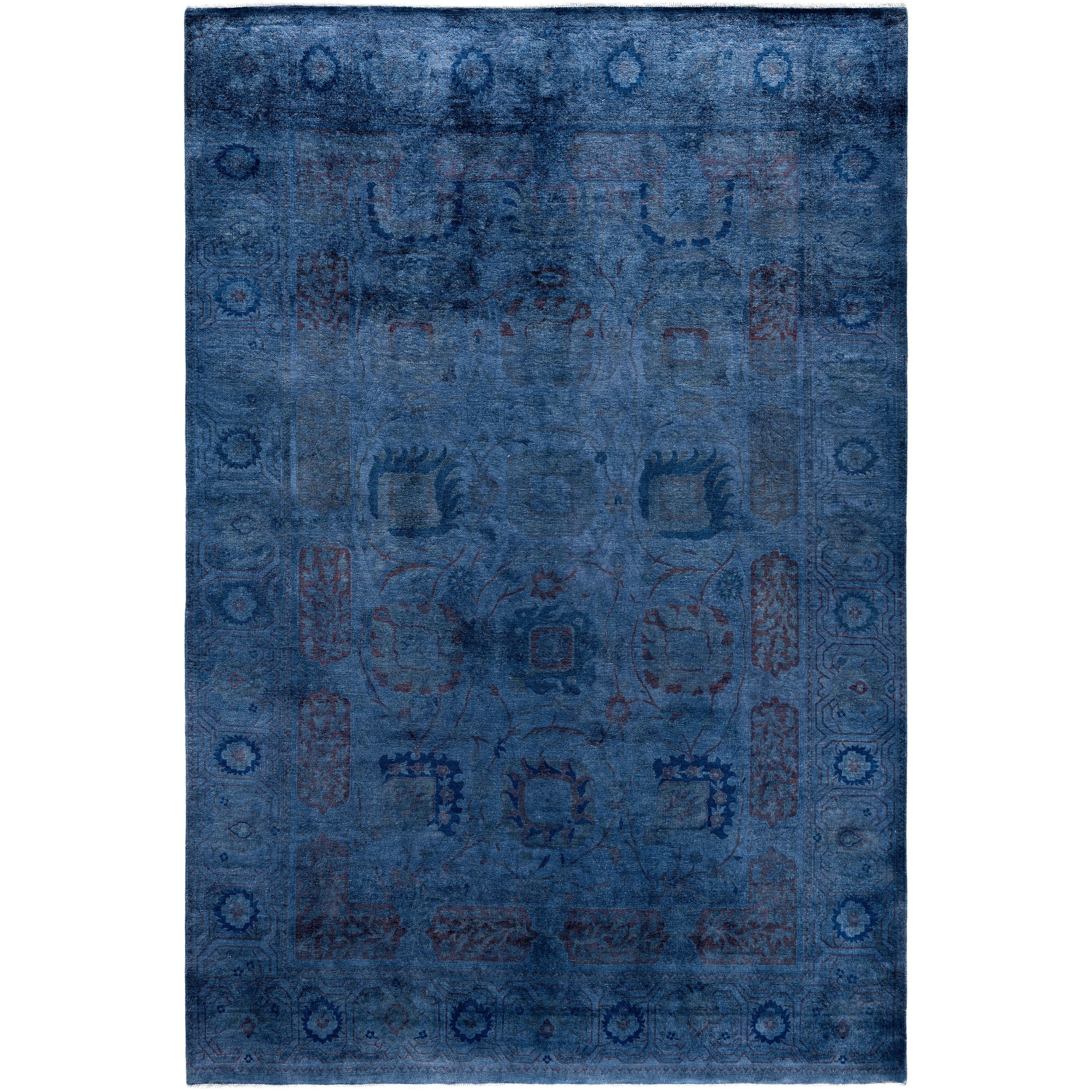 Overdyed One-of-a-Kind Hand-Knotted Area Rug - Blue - 6' 1" x 9' 4"