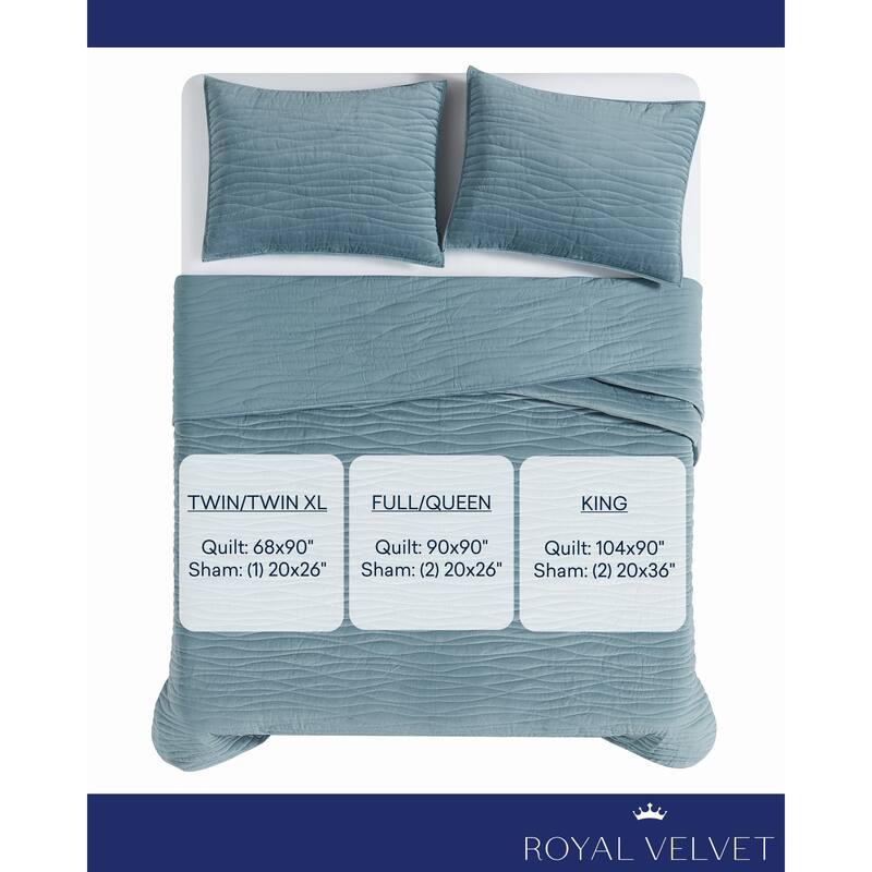Royal Velvet Wavy Cotton Velvet Quilt Set