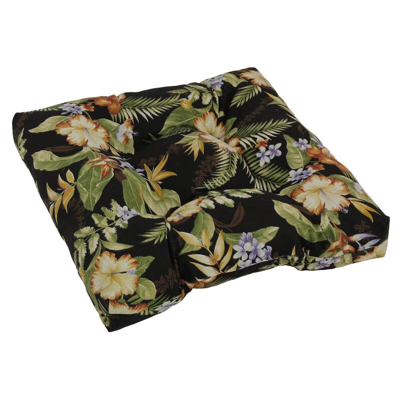 19-inch Square Tufted Indoor/Outdoor Chair Cushion - Freeport Ebony