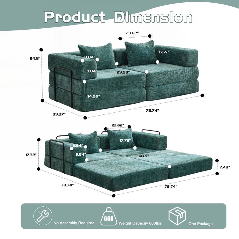 Compression Sofa,Convertible Floor Sofa Bed with Fixed-Shape Frame
